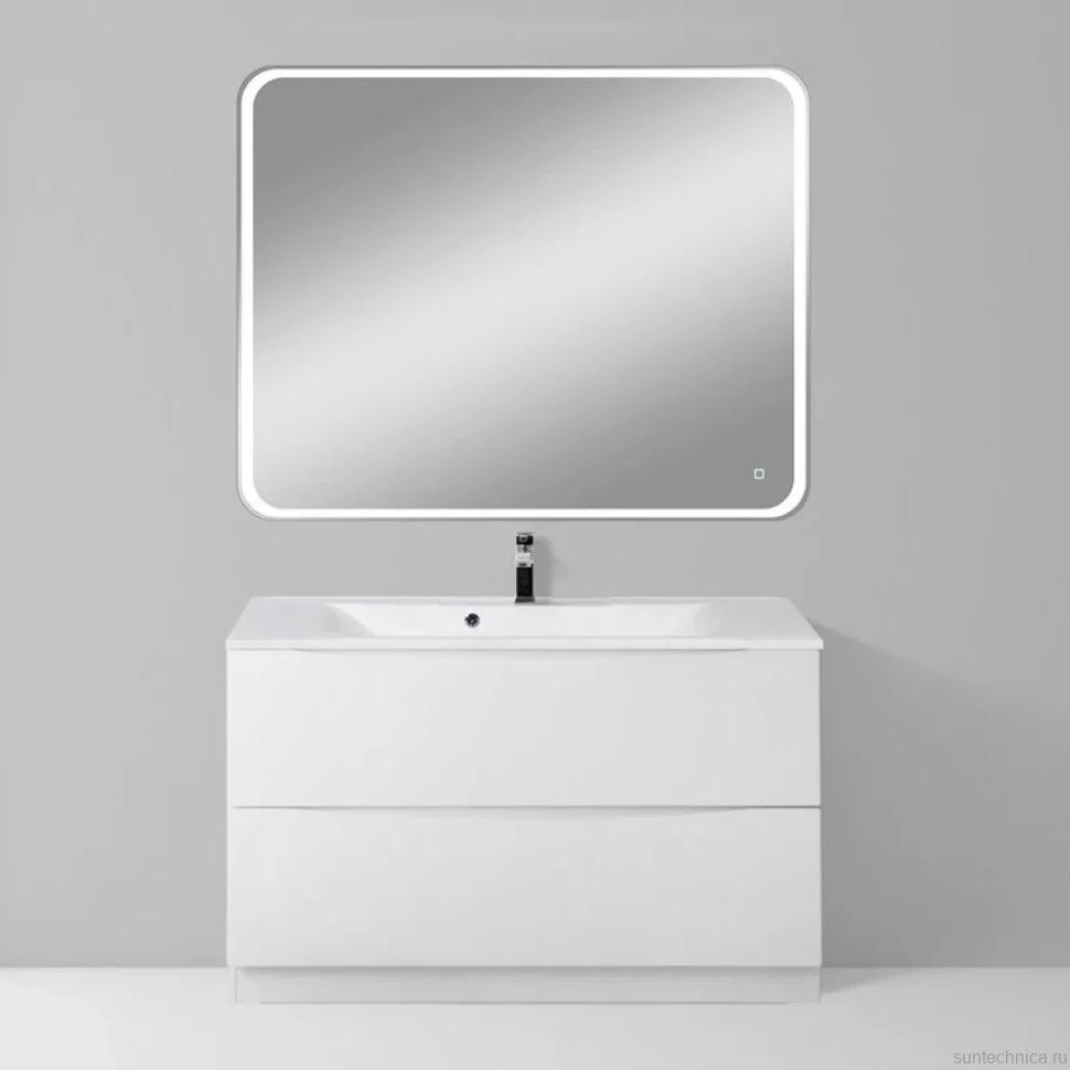 Мебель для ванной комнаты BelBagno Marino 100 bianco lucido, напольная, зеркало DIWO Коломна