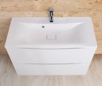 Мебель для ванной комнаты BelBagno Marino 100 bianco lucido, напольная, зеркало DIWO Коломна