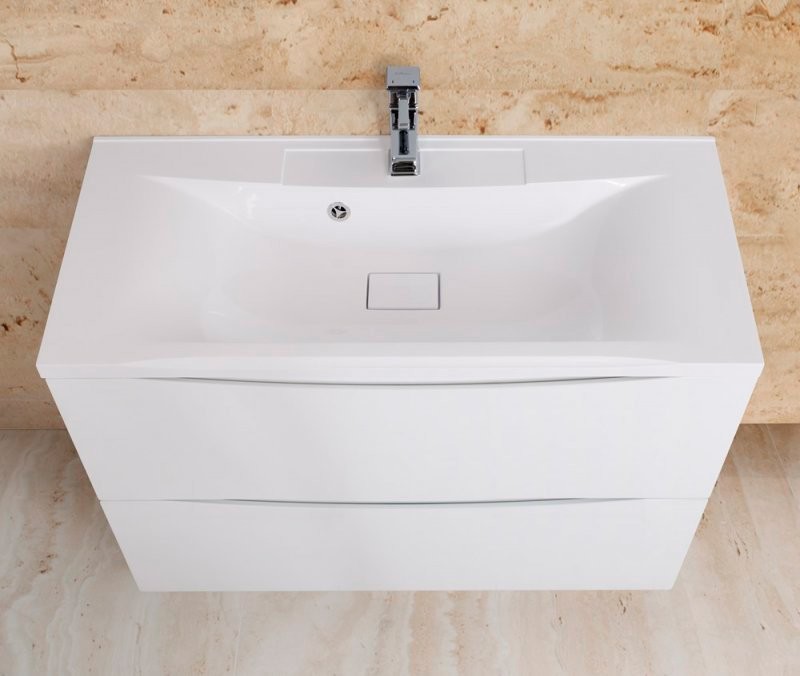 Мебель для ванной комнаты BelBagno Marino 100 bianco lucido, напольная, зеркало DIWO Коломна