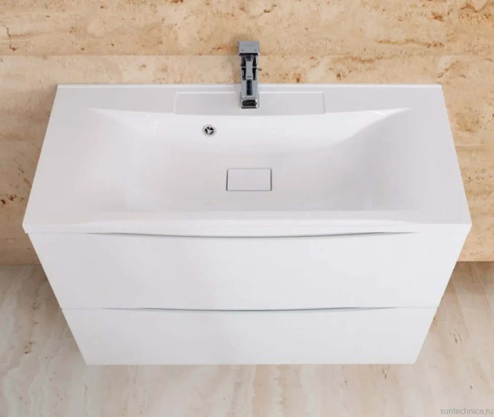 Мебель для ванной комнаты BelBagno Marino 100 bianco lucido, напольная, зеркало DIWO Коломна