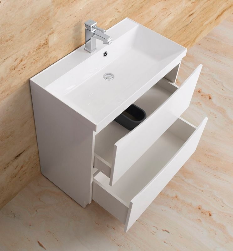 Мебель для ванной комнаты BelBagno Marino 100 bianco lucido, напольная, зеркало DIWO Коломна