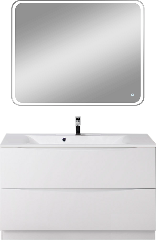 Мебель для ванной комнаты BelBagno Marino 100 bianco lucido, напольная, зеркало DIWO Коломна