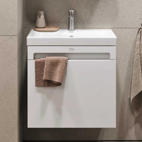 Тумба с раковиной Alavann Cosmetic 60 подвесная, глянцевая белая