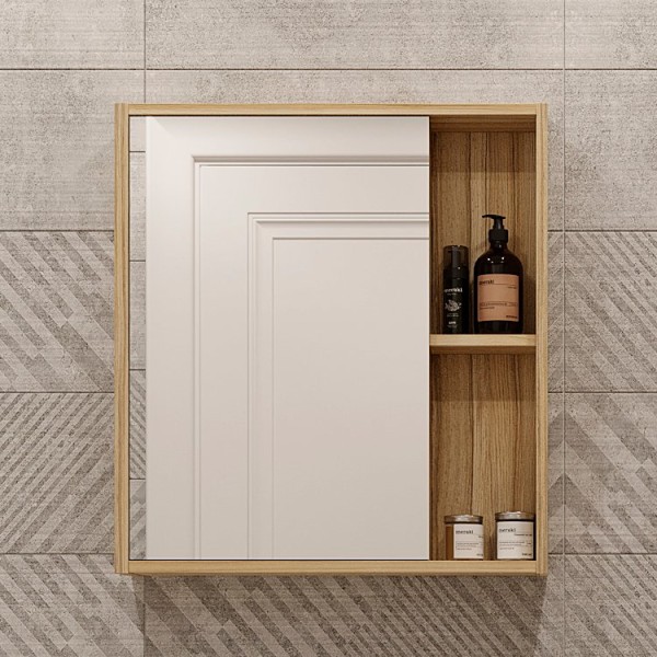 Зеркало-шкаф DIWO Углич 60 см с открытыми полками, дуб вотан