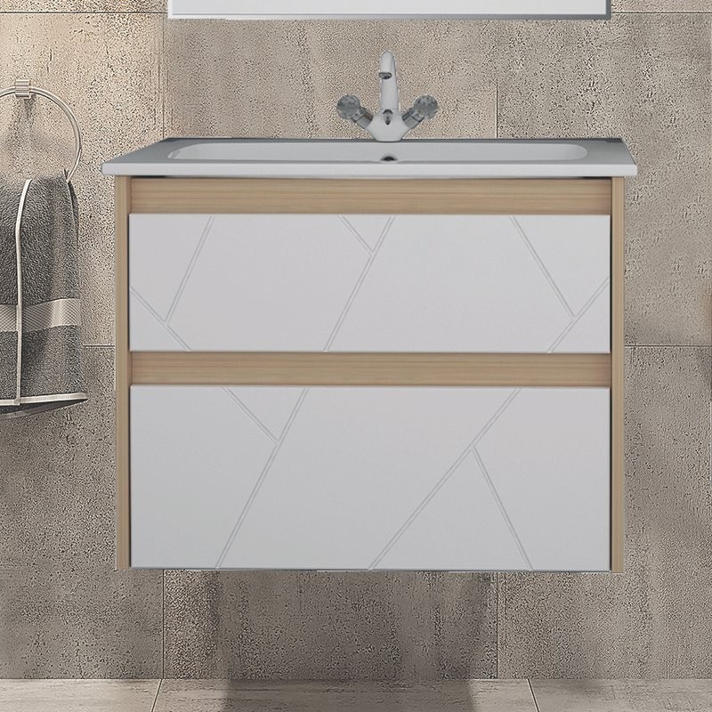 Тумба с раковиной ASB-Mebel Диана 75 белый глянец