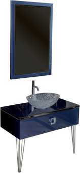 Мебель для ванной Armadi Art Lucido 100 насыщенный синий, раковина 813, ножки хром