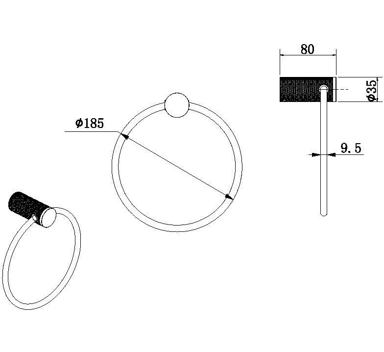 Держатель для полотенец Allen Brau Priority 6.31C14-MG брашированный графит, кольцо