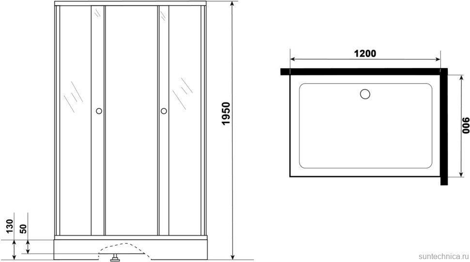 Душевой уголок Niagara Eco NG-129-14Q 120х90 см, стекло матовое