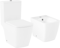 Комплект Унитаз напольный Lavinia Boho Aveo Compacto Rimless 3306202R-33063030-33290600 безободковый, с микролифтом + Биде напольное 33060040