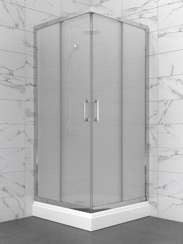 Душевой уголок Triton Фикс 90х90 см, с поддоном, профиль хром, стекло вельвет