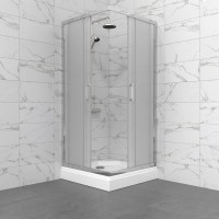Душевой уголок Triton Фикс 90х90 см, с поддоном, профиль хром, стекло вельвет