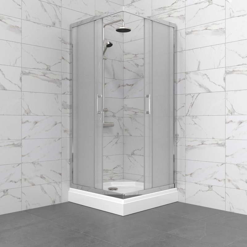 Душевой уголок Triton Фикс 90х90 см, с поддоном, профиль хром, стекло вельвет