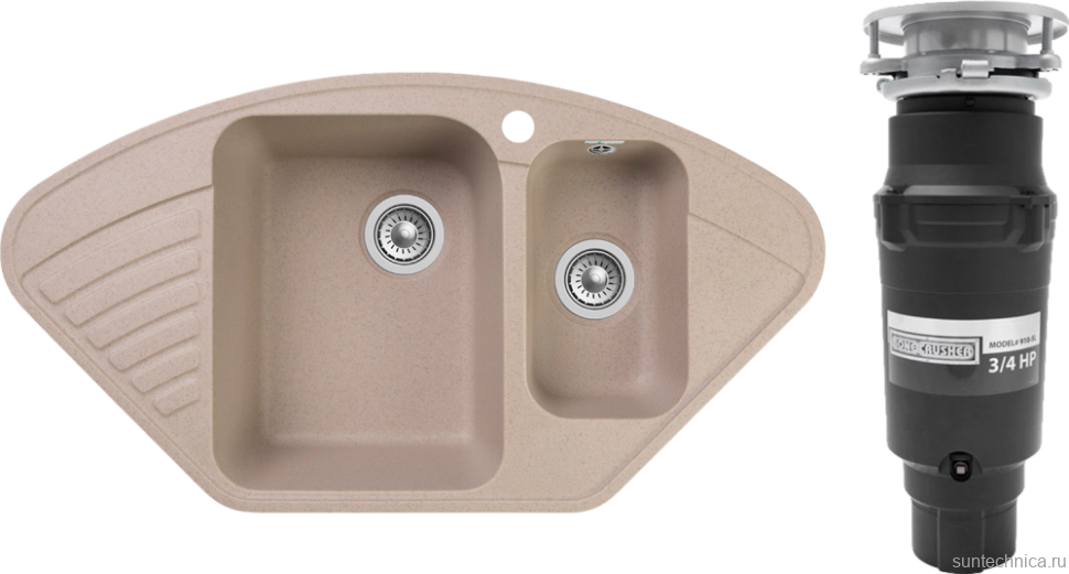 Комплект Мойка GranFest Quarz Z 14 песок + Измельчитель Bone Crusher BC 910-SL-Slim Line