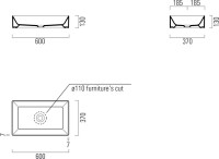Накладная раковина GSI Kube X 60x37, прямоугольная
