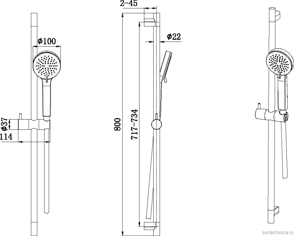 Душевой гарнитур Allen Brau Eclipse 5.E1008-31 черный