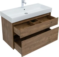 Тумба с раковиной Aquanet Nova Lite 100 дуб рустикальный, 2 ящика