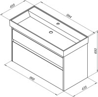 Тумба с раковиной Aquanet Nova Lite 100 дуб рустикальный, 2 ящика