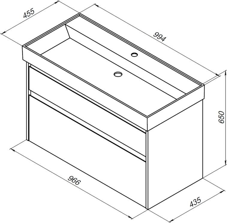 Тумба с раковиной Aquanet Nova Lite 100 дуб рустикальный, 2 ящика