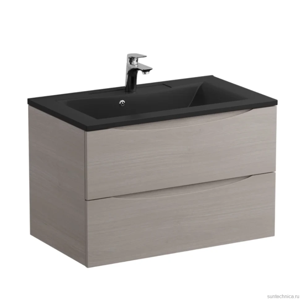 Тумба с раковиной BelBagno Marino 80 подвесная, rovere grigio, черная раковина