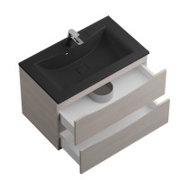 Тумба с раковиной BelBagno Marino 80 подвесная, rovere grigio, черная раковина