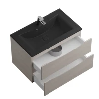 Тумба с раковиной BelBagno Marino 80 подвесная, rovere grigio, черная раковина