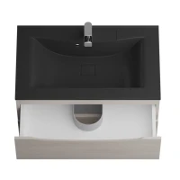 Тумба с раковиной BelBagno Marino 80 подвесная, rovere grigio, черная раковина