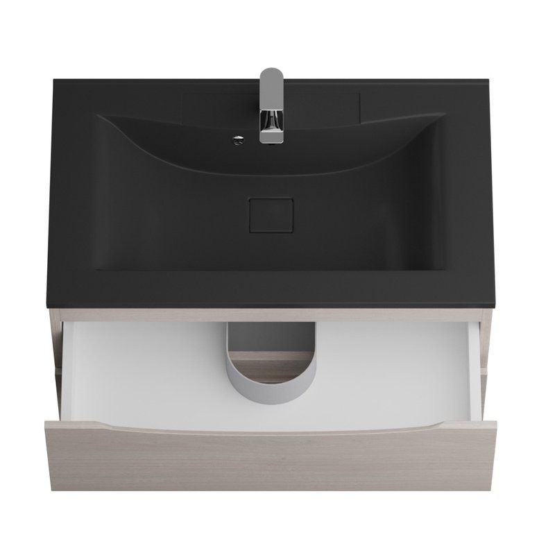 Тумба с раковиной BelBagno Marino 80 подвесная, rovere grigio, черная раковина