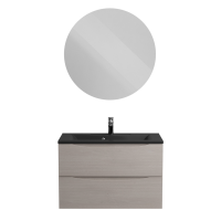 Тумба с раковиной BelBagno Marino 80 подвесная, rovere grigio, черная раковина