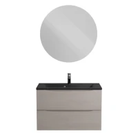 Тумба с раковиной BelBagno Marino 80 подвесная, rovere grigio, черная раковина