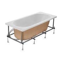 Акриловая ванна Roca Gava 150x75 см, пристенная, белая, с каркасом, со сливом-переливом