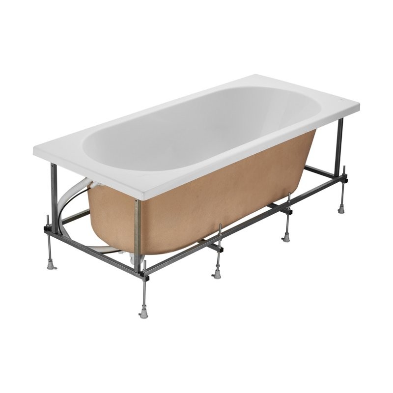 Акриловая ванна Roca Gava 150x75 см, пристенная, белая, с каркасом, со сливом-переливом