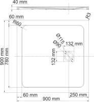 Поддон для душа Wasserkraft Rhin 44T03 90x90