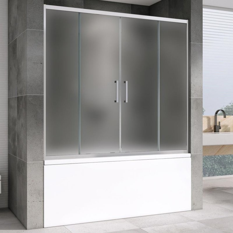 Шторка на ванну Abber Schwarzer Diamant AG57170M 170x140, профиль хром, стекло матовое