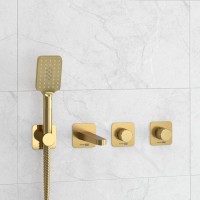 Встраиваемый смеситель для душа и ванны Wasserkraft Schunter A8251.306.308.285.194.201 С ВНУТРЕННЕЙ ЧАСТЬЮ, золото