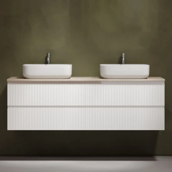 Тумба с раковиной Sancos Snob R 160 bianco, столешница бежевая TT160A2X, раковина CN5043