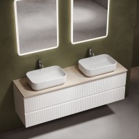 Тумба с раковиной Sancos Snob R 160 bianco, столешница бежевая TT160A2X, раковина CN5043