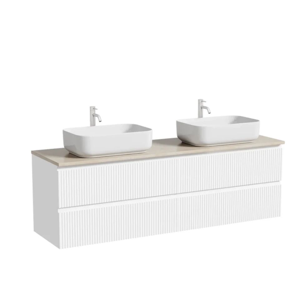 Тумба с раковиной Sancos Snob R 160 bianco, столешница бежевая TT160A2X, раковина CN5043