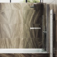 Шторка на ванну Maybahglass MGV-776-5 60x140, профиль матовый хром, стекло прозрачное