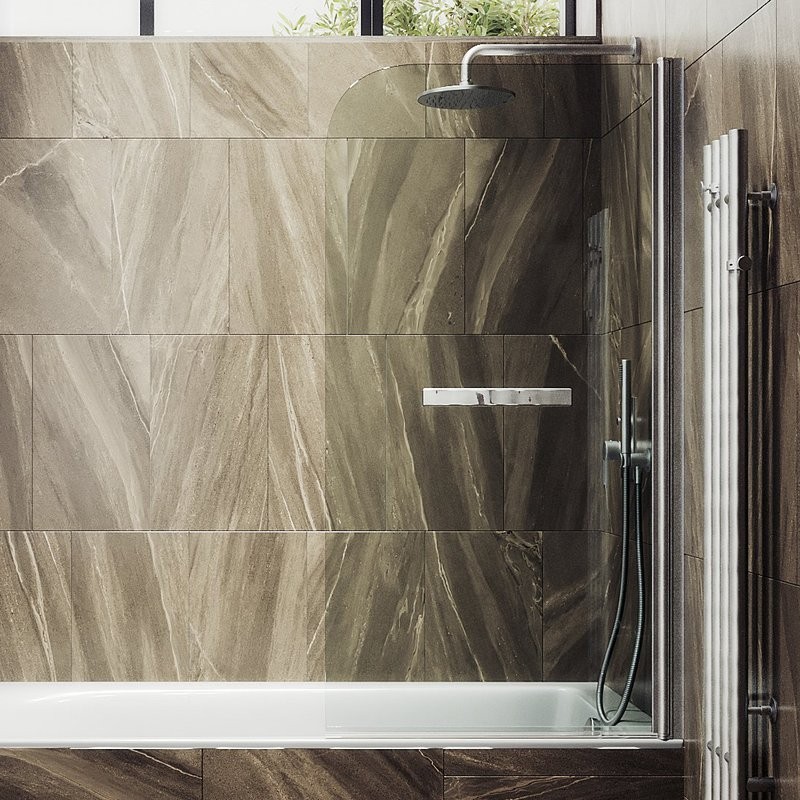 Шторка на ванну Maybahglass MGV-776-5 60x140, профиль матовый хром, стекло прозрачное