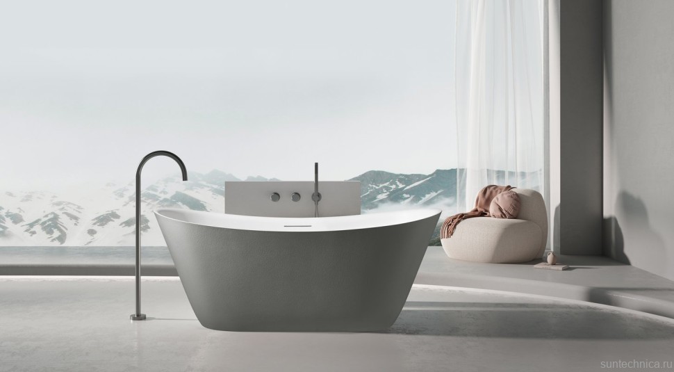 Ванна из искусственного камня AltroBagno Fiorina 090220 170x75 см, отдельностоящая, овальная, на ножках, с донным клапаном