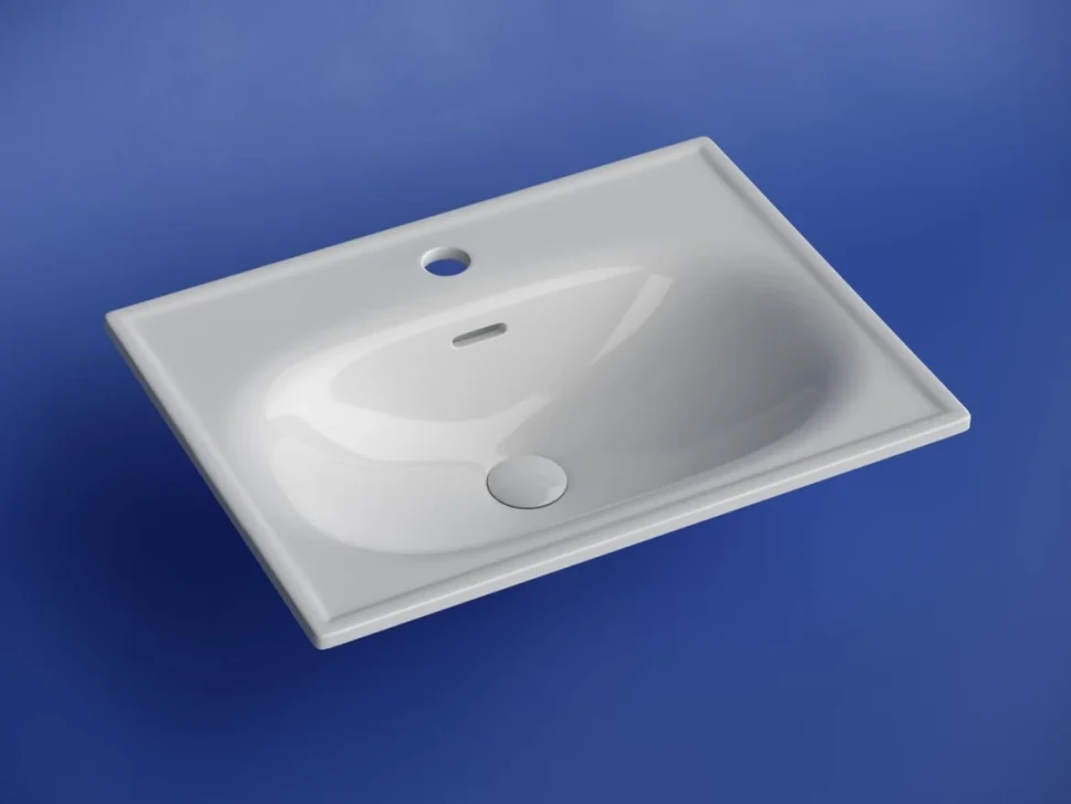 Мебельная раковина Ceramicanova Sabo CN13001 60 накладная, глянцевая белая, прямоугольная, фарфор