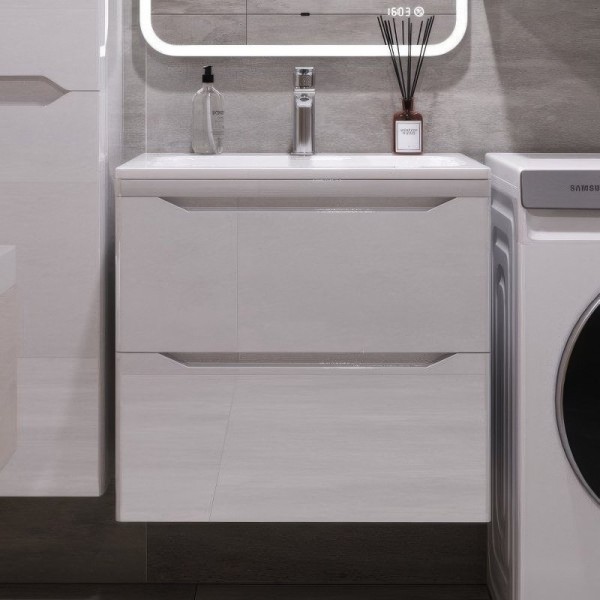 Тумба с раковиной Style Line Марелла 70 подвсеная, белый глянец