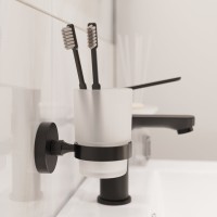 Стакан для ванной DEKOR BANYO Alina Black A40 406 04 настенный, черный, стеклянный