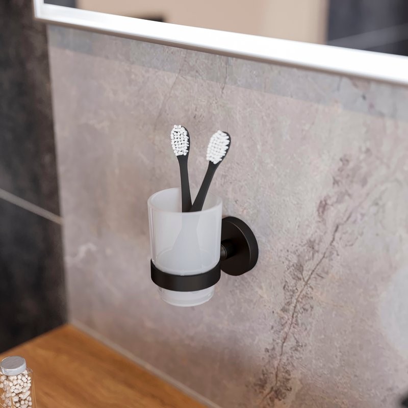 Стакан для ванной DEKOR BANYO Alina Black A40 406 04 настенный, черный, стеклянный