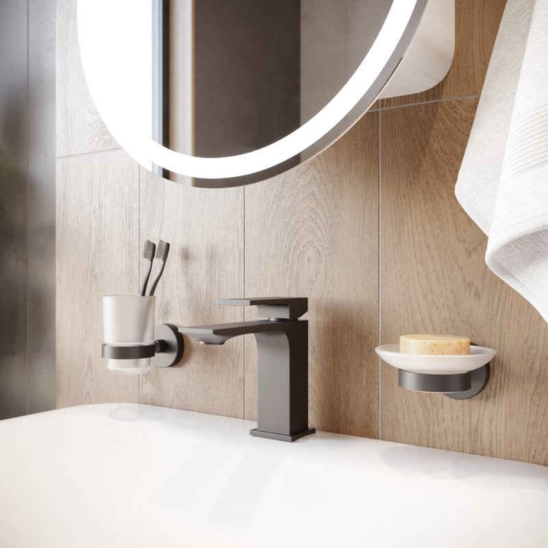 Стакан для ванной DEKOR BANYO Alina Black A40 406 04 настенный, черный, стеклянный