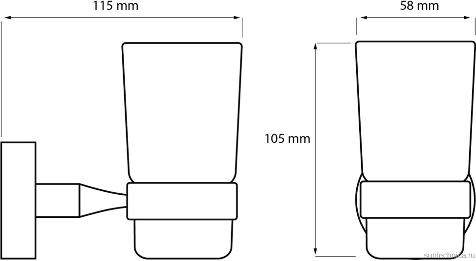 Стакан для ванной DEKOR BANYO Alina Black A40 406 04 настенный, черный, стеклянный
