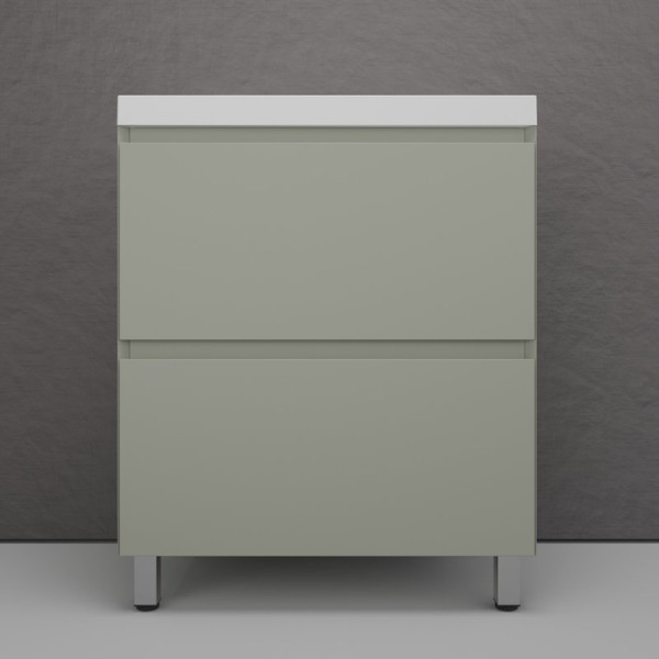 Тумба напольная "Манхэттен 70" ЭМАЛЬ, под раковину ASTI, 2 ящика, PLUS, олива