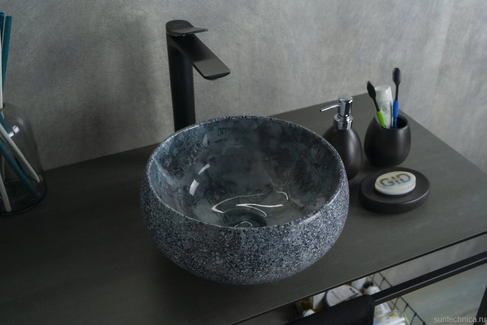 Накладная раковина GID Esfera Mnc481 32 под глянцевый камень, круглая, фаянс