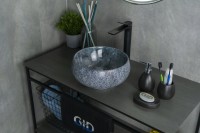 Накладная раковина GID Esfera Mnc481 32 под глянцевый камень, круглая, фаянс