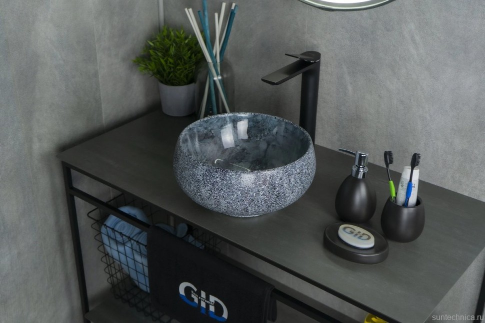 Накладная раковина GID Esfera Mnc481 32 под глянцевый камень, круглая, фаянс